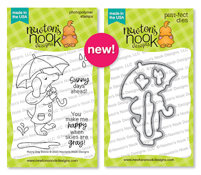 Rainy Day Doxie Stamp Set and coordinating Rainy Day Doxie Die Set by Newton's Nook Designs