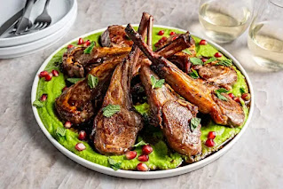 Salute spring’s arrival with lamb chops over a minty pea puree