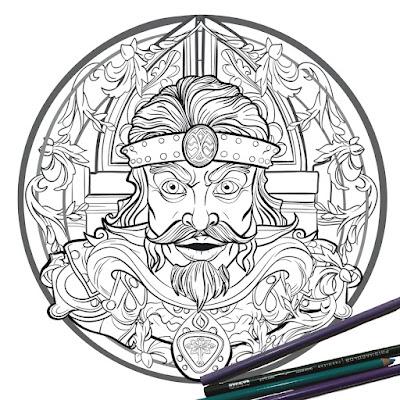 Mad King Medieval Colouring Page for Adults