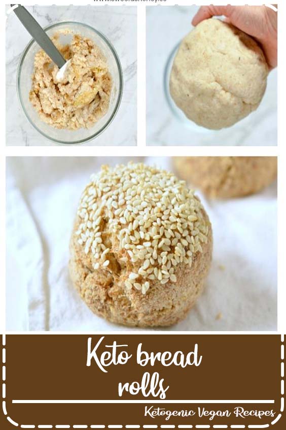 Keto bread rolls NO EGGS ! 100% Vegan + Dairy free + Low Carb + Grain free. Delicious crispy bread rolls made of almond flour, coconut flour and psyllium husk. #keto #lowcarb #bread #vegan #sugarfree #grainfree