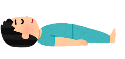横から見た仰向けに寝る人のイラスト（男性）