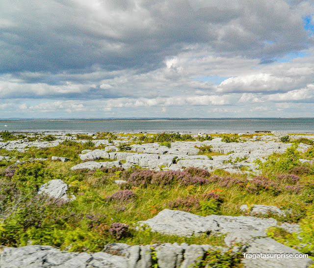 O Burren diante do mar na Irlanda