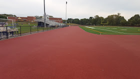 the track was laid down although the running lane lines  remain to be painted when I stopped by Thursday evening