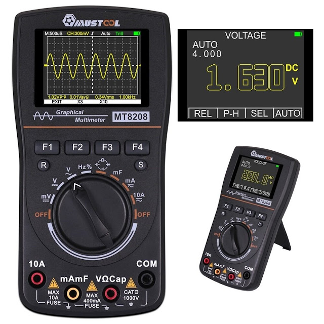 MUSTOOL MT8028 HD Intelligent Graphical Digital Oscilloscope Multimeter 2 in 1 With 1MHz Bandwidth 2.5Msps Sampling Rate