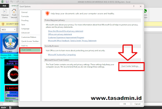 Trust Center Settings excel