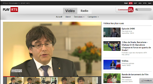 Entrevista a Puigdemont en la televisión pública suiza