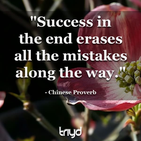 Chinese Proverb Quote: "Success in the end erases all the mistakes along the way."