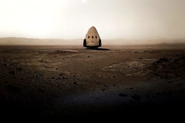 Concept art of sending Dragon to Mars.