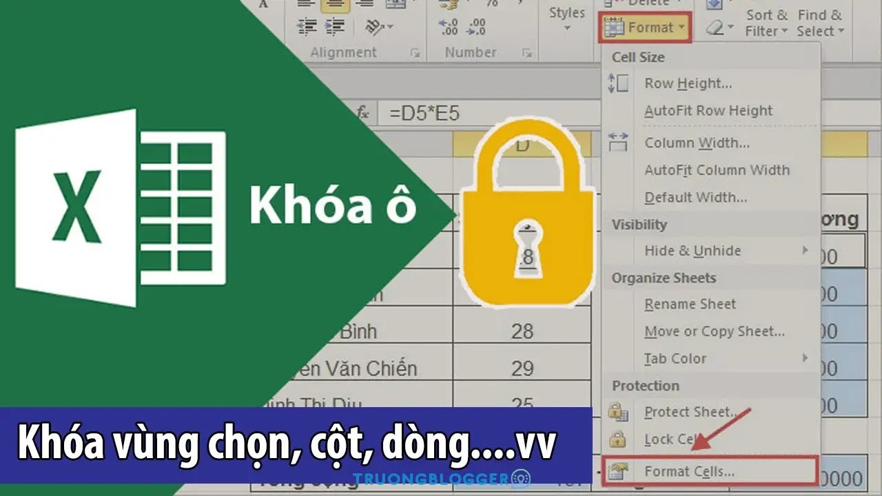 Cách khoá Sheet hoặc một vùng nội dung của Sheet trong Excel