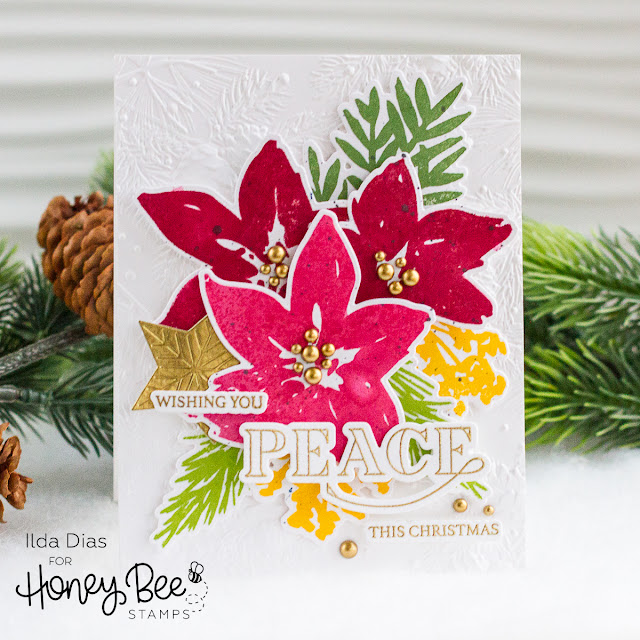 Winter Watercolor, Peace Love Joy,Decorative Star Layering Frames Dies, 3D Snowy Pines Embossing, Honey Bee Stamps, how to,handmade card,Stamps,ilovedoingallthingscrafty,stamping, diecutting,cardmaking