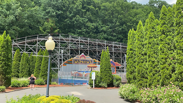 Boulder Dash Wooden Roller Coaster Behind Wipeout Lake Compounce