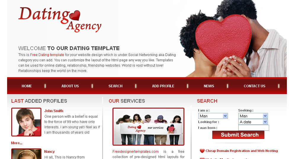 free dating website template