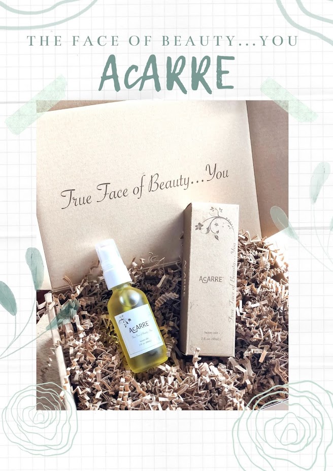 True face of beauty Acarre dry oil for skin , face care, skincare product by clean brand Acarre, The face of beauty by Acarre, Promo cruelty-free skincare, dry oil for face, minimal skincare routine,