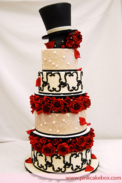 red and black wedding cake