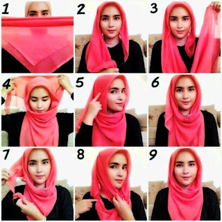 Jilbab Merah Segi Empat