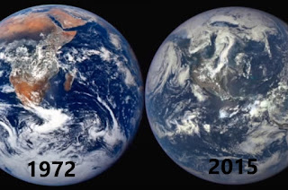 Photo satellite de la terre en 1972 et 2015
