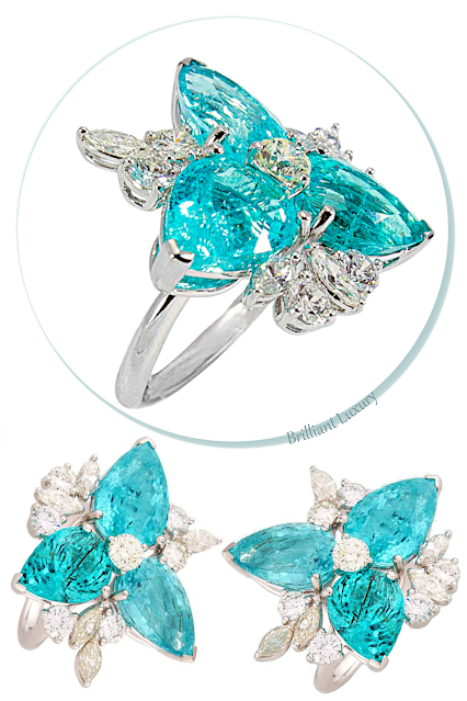 ♦Alexander Laut Paraiba Flower tourmaline diamond ring #jewelry #brilliantluxury