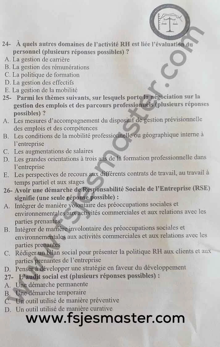 Exemple Concours Master Marketing Stratégique et Management Commercial et d'Entreprises 2023-2024 - Fsjes Souissi