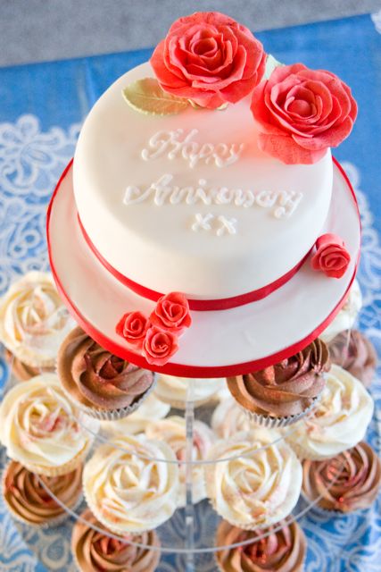 I created a Ruby Wedding Anniversary cake for a party held on Saturday just