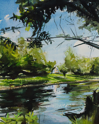 Watercolor painting of Ellicott Creek located in Amherst NY