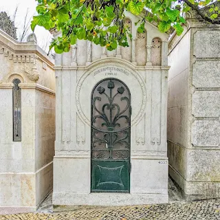 Art Nouveau tomb in Cemitério do Alto de São João in Lisbon