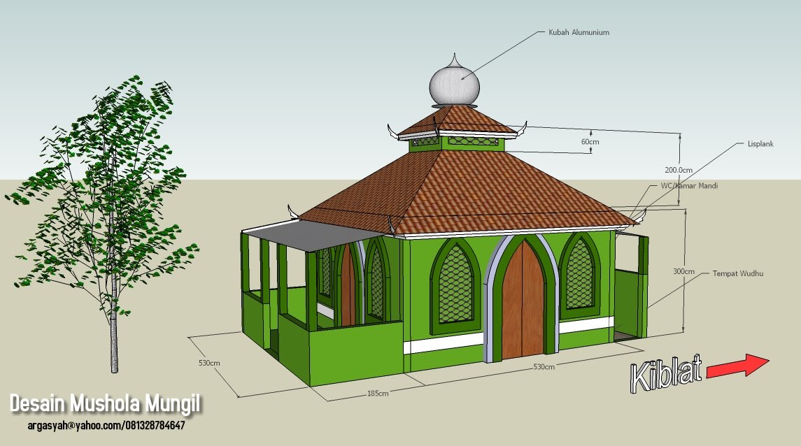 Desain Eksterior Mushola Mungil Ukuran ± 5×5 Meter 