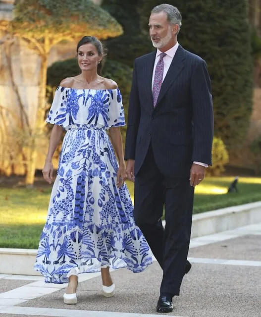 Queen Letizia wore a new ruffle midi dress by Desigual. Desigual Stella Jean ruffle midi dress. Queen Sofia wore a jumpsuit