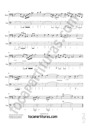 Hoja 3  Bajo Eléctrico Tablatura y Partitura de Meditación Punteo Tablature Sheet Music for Electric Bass Tabs Music Scores PDF/MIDI de Bajo Eléctrico