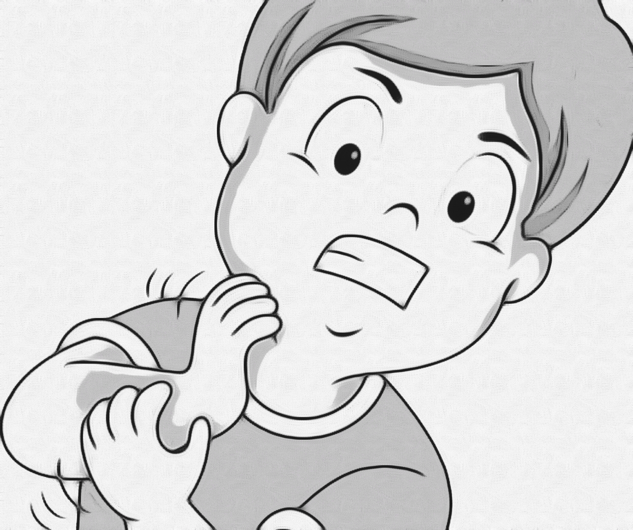 Dibujo de un niño con psoriasis rascándose el brazo