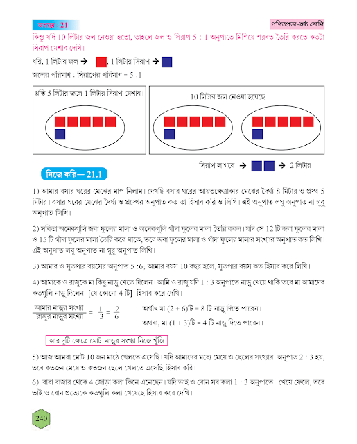 অনুপাত ও সমানুপাতের প্রাথমিক ধারণা | একবিংশ অধ্যায় | ষষ্ঠ শ্রেণীর গণিত | WB Class 6 Mathematics