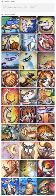 The 30 Cat Artwork Images I trained my AI Model with.