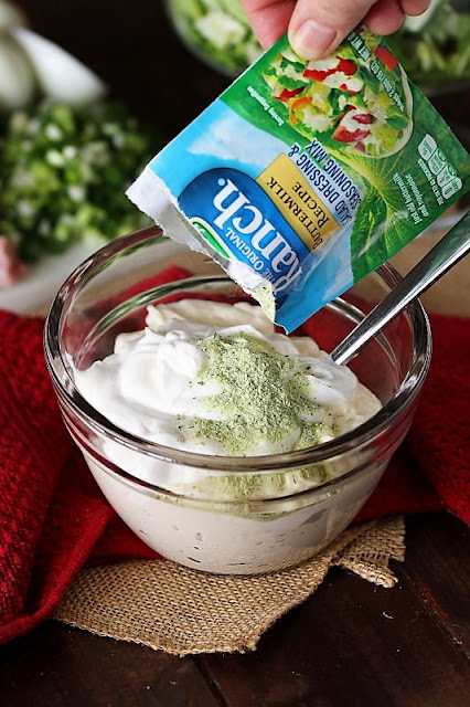 Making Creamy Ranch Dressing in a Small Bowl with Dry Ranch Dressing Mix Image