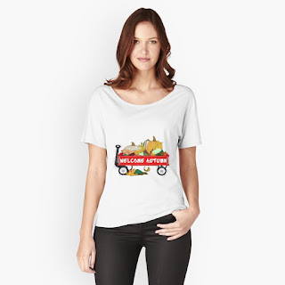 Welcome Autumn Digital Watercolor Relaxed Fit T-Shirt