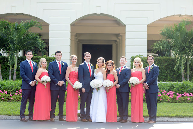 Coral and Navy Wedding Party