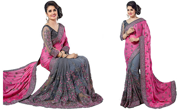 Jesti Designer Women's Georgette &Net saree for women New Collection 2018 with Blouse Piece (MS# Sarees # Sarees for women Free Size)
