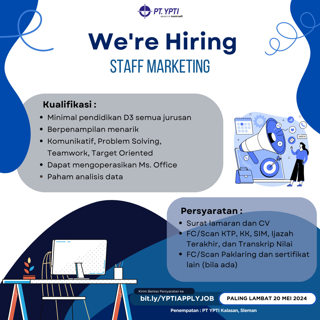 Loker Staff Marketing PT YPTI Sleman