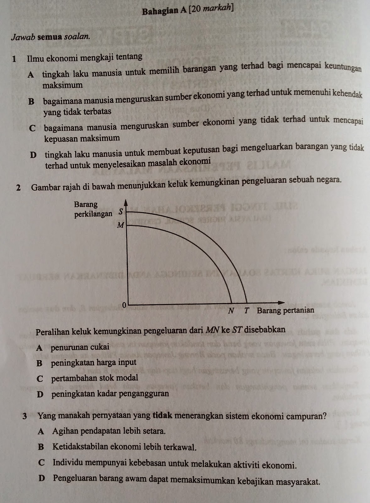 Soalan Ekonomi Stpm Penggal 1 2018