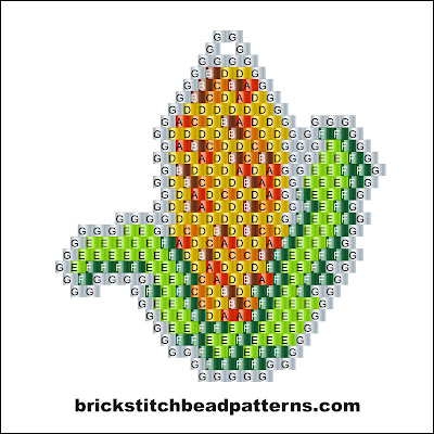 Click for a larger image of this brick stitch bead pattern labeled color chart.