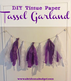 Make a tissue paper tassel garland in minutes without gluing with this tutorial from www.abrideonabudget.com.