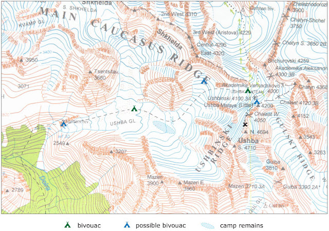 Mapa Uszby - miejsca biwakowe