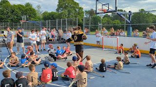 Boston Bruin's mascot "Blades" made an appearance on Monday