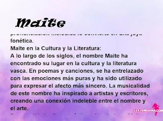 ▷ Significado del nombre Maite