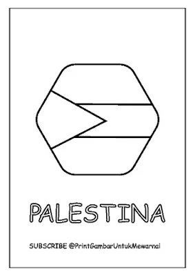Gambar Mewarnai Bendera Palestina PDF Bentuk Segi Enam 4