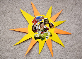 Tessa cut out pictures from magazines to make a collage of things that depend on the sun to survive.