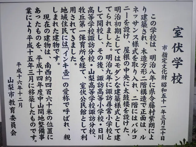 室伏学校　牧丘郷土文化館　説明看板