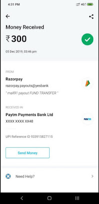 mall 91 app payment proof