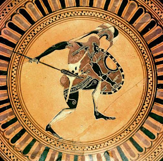 Hoplite warrior on ancient Greek vase