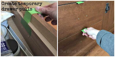 Create temporary drawer pulls with tape