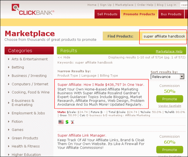 Tutorial Cara Memilih Produk Clickbank