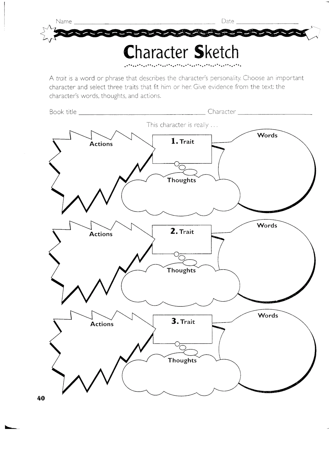 How to write a character sketch template